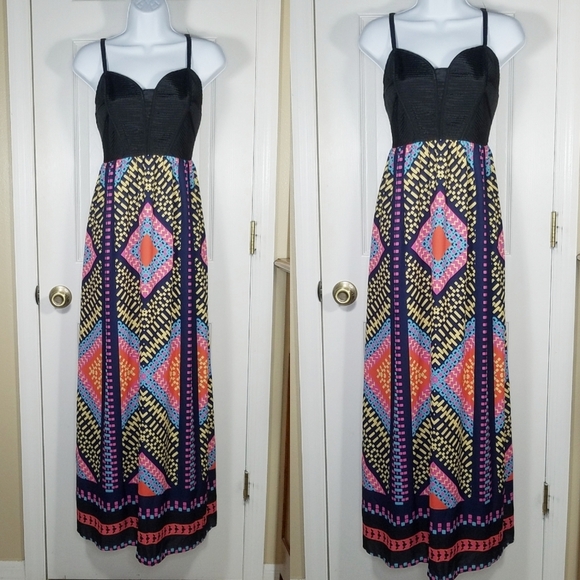 Gianni Bini Dress Small Colorful Maxi Geometric Print - Picture 1 of 7